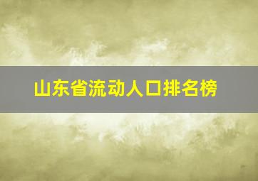 山东省流动人口排名榜