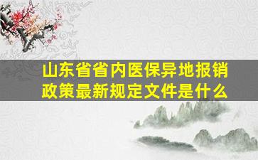 山东省省内医保异地报销政策最新规定文件是什么