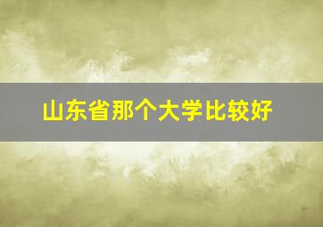 山东省那个大学比较好