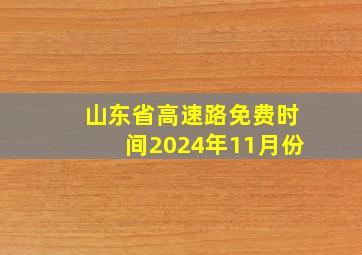 山东省高速路免费时间2024年11月份