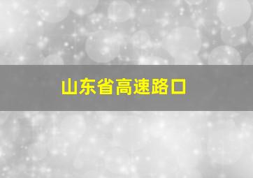 山东省高速路口