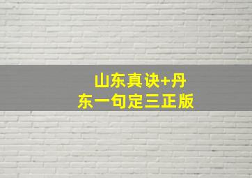 山东真诀+丹东一句定三正版