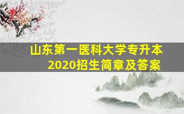 山东第一医科大学专升本2020招生简章及答案