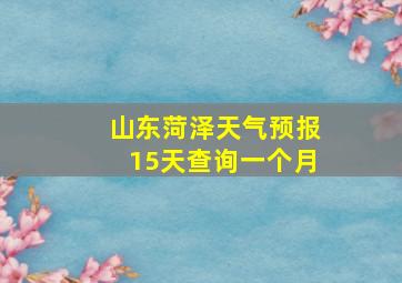 山东菏泽天气预报15天查询一个月