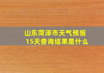 山东菏泽市天气预报15天查询结果是什么