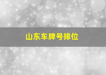 山东车牌号排位