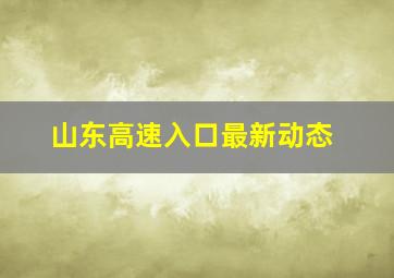 山东高速入口最新动态