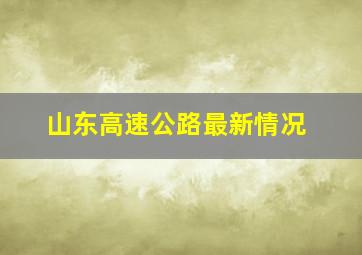 山东高速公路最新情况