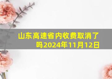 山东高速省内收费取消了吗2024年11月12日