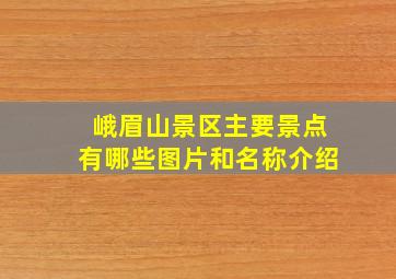 峨眉山景区主要景点有哪些图片和名称介绍