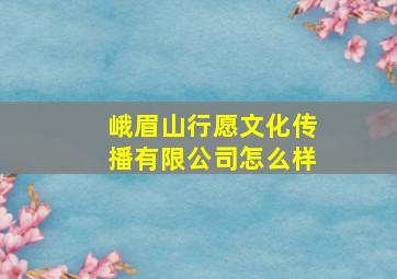 峨眉山行愿文化传播有限公司怎么样