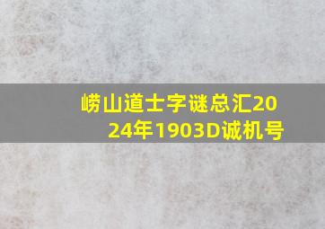 崂山道士字谜总汇2024年1903D诚机号