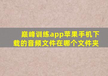 巅峰训练app苹果手机下载的音频文件在哪个文件夹