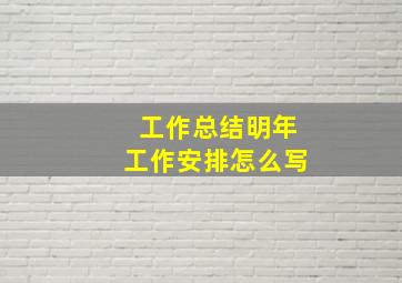 工作总结明年工作安排怎么写