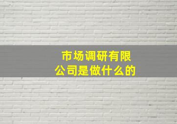 市场调研有限公司是做什么的