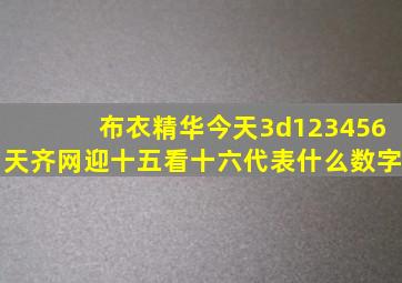 布衣精华今天3d123456天齐网迎十五看十六代表什么数字