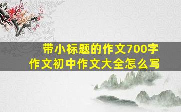 带小标题的作文700字作文初中作文大全怎么写