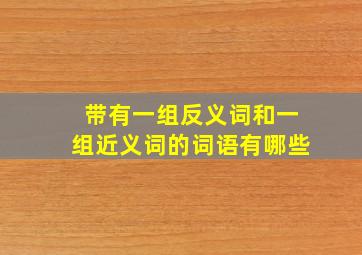 带有一组反义词和一组近义词的词语有哪些