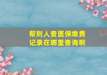 帮别人查医保缴费记录在哪里查询啊