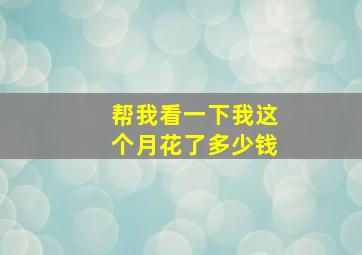 帮我看一下我这个月花了多少钱