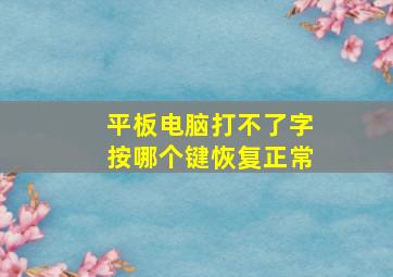 平板电脑打不了字按哪个键恢复正常