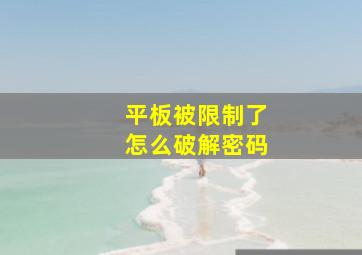 平板被限制了怎么破解密码