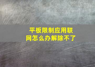 平板限制应用联网怎么办解除不了