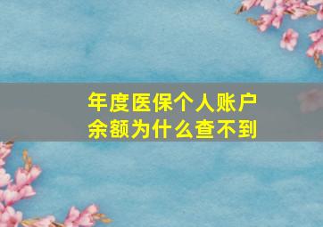 年度医保个人账户余额为什么查不到