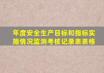 年度安全生产目标和指标实施情况监测考核记录表表格