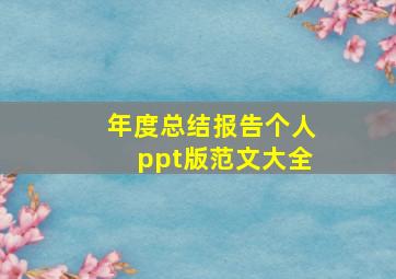 年度总结报告个人ppt版范文大全