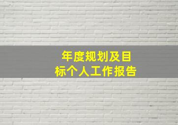 年度规划及目标个人工作报告