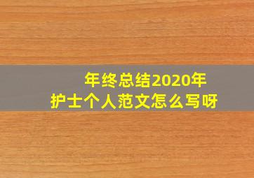 年终总结2020年护士个人范文怎么写呀