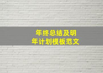 年终总结及明年计划模板范文