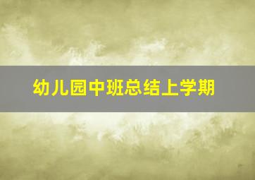 幼儿园中班总结上学期