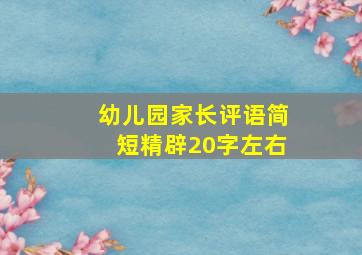 幼儿园家长评语简短精辟20字左右