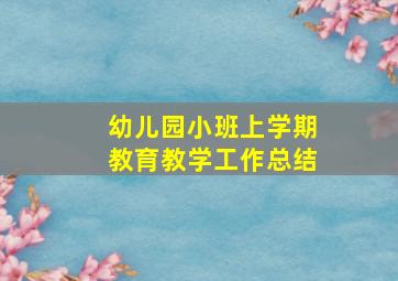 幼儿园小班上学期教育教学工作总结