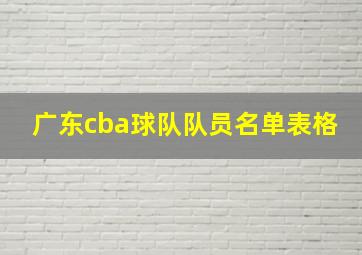 广东cba球队队员名单表格