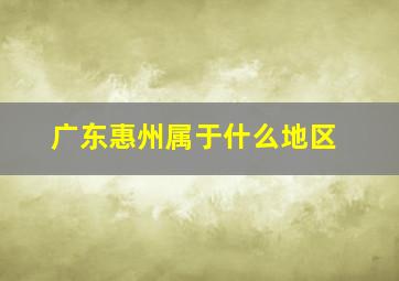 广东惠州属于什么地区