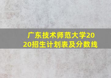 广东技术师范大学2020招生计划表及分数线