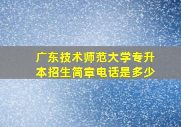 广东技术师范大学专升本招生简章电话是多少