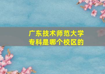 广东技术师范大学专科是哪个校区的