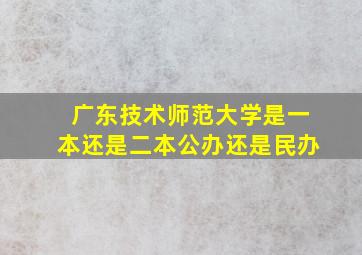 广东技术师范大学是一本还是二本公办还是民办