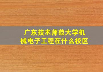 广东技术师范大学机械电子工程在什么校区