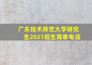 广东技术师范大学研究生2021招生简章电话