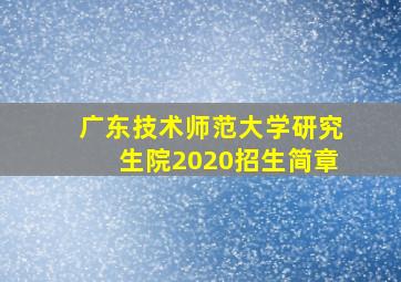 广东技术师范大学研究生院2020招生简章