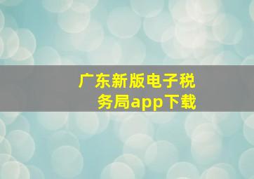 广东新版电子税务局app下载