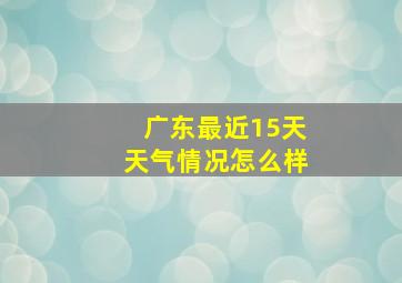 广东最近15天天气情况怎么样