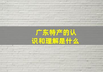 广东特产的认识和理解是什么