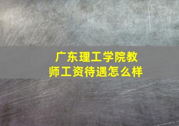 广东理工学院教师工资待遇怎么样