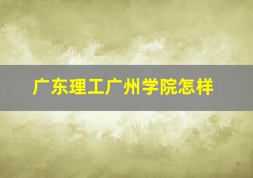 广东理工广州学院怎样